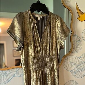 NWOT metallic gold maxi dress by Grade & Gather. Never worn. Size S.